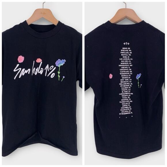 San Holo EDM Concert T Shirt Black Flowers Shine On Size Medium - Picture 8 of 8